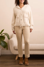 Tribal Fall 2025-2375O-8338-Long Sleeve Button Front Cardigan-Moon Stone - The Coach Pyramids