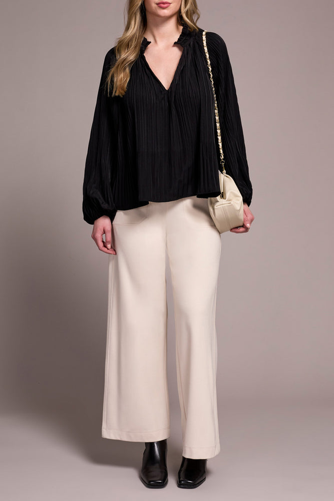 Tribal Fall 2025-2377O-8251-Long Sleeve Blouse W/Ruffle Collar-Black - The Coach Pyramids