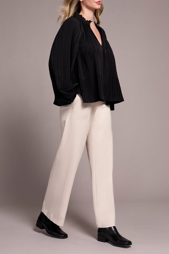 Tribal Fall 2025-2377O-8251-Long Sleeve Blouse W/Ruffle Collar-Black - The Coach Pyramids