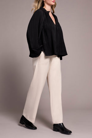 Tribal Fall 2025-2377O-8251-Long Sleeve Blouse W/Ruffle Collar-Black - The Coach Pyramids