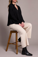 Tribal Fall 2025-2377O-8251-Long Sleeve Blouse W/Ruffle Collar-Black - The Coach Pyramids