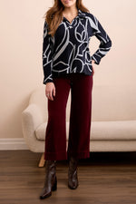 Tribal Fall 2025-2379O-3787-Long Sleeve Henley Top W/Side Slits-Grey Mix - The Coach Pyramids