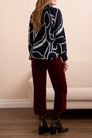 Tribal Fall 2025-2379O-3787-Long Sleeve Henley Top W/Side Slits-Grey Mix - The Coach Pyramids