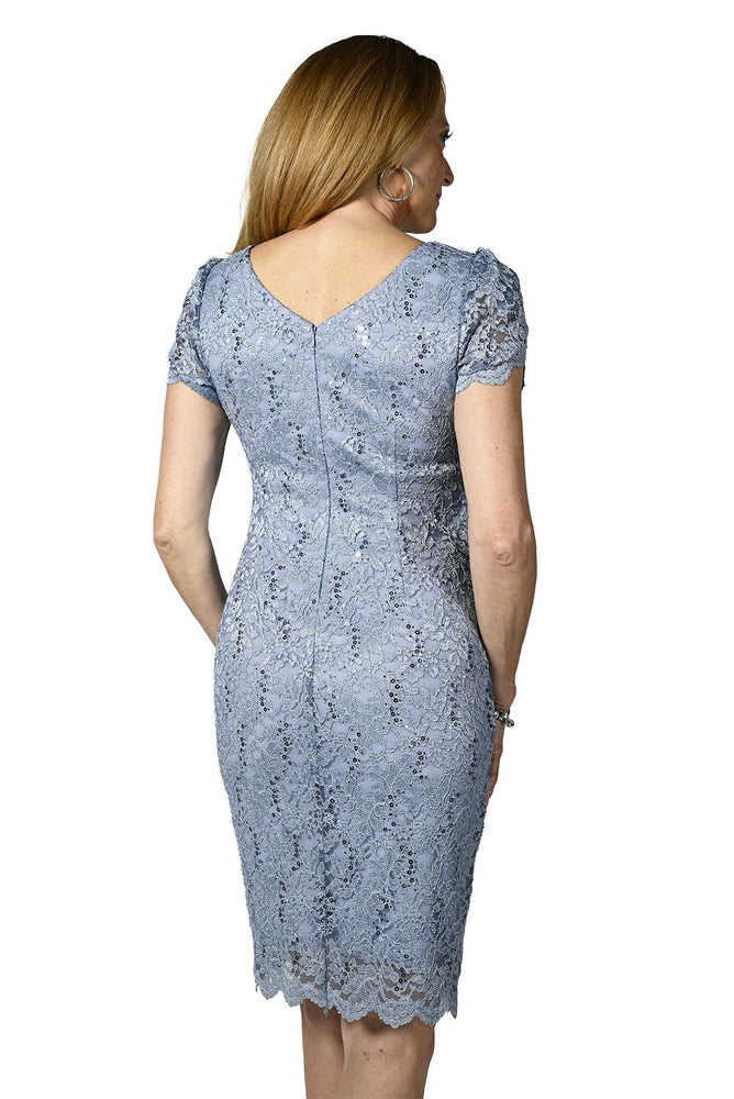 Frank Lyman-238225-Knit Dress-Blue - The Coach Pyramids