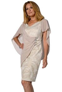 Frank Lyman Fall/Winter 2023 -238249-Woven Dress-Cream/Gold - The Coach Pyramids