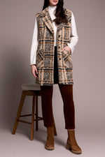 Tribal Fall 2025-2382O-8354-Wide Notch Collar Button Front Vest-Sand Stone - The Coach Pyramids