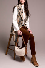 Tribal Fall 2025-2382O-8354-Wide Notch Collar Button Front Vest-Sand Stone - The Coach Pyramids