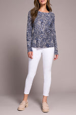Tribal Fall 2025-2383O-576-Long Sleeve Crew Neck Sweater-Sapphire - The Coach Pyramids