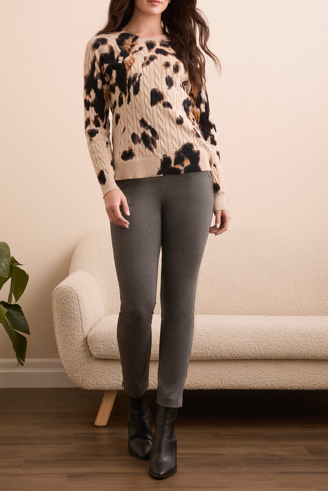 Tribal Fall 2025-2383O-576-Long Sleeve Crew Neck Sweater-Sand Stone - The Coach Pyramids