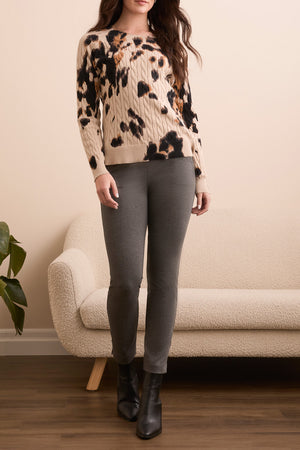Tribal Fall 2025-2383O-576-Long Sleeve Crew Neck Sweater-Sand Stone - The Coach Pyramids