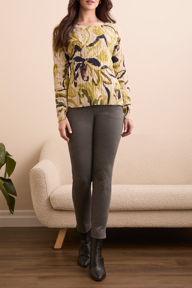 Tribal Fall 2025-2383O-576-Long Sleeve Crew Neck Sweater-Leek - The Coach Pyramids