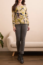 Tribal Fall 2025-2383O-576-Long Sleeve Crew Neck Sweater-Leek - The Coach Pyramids