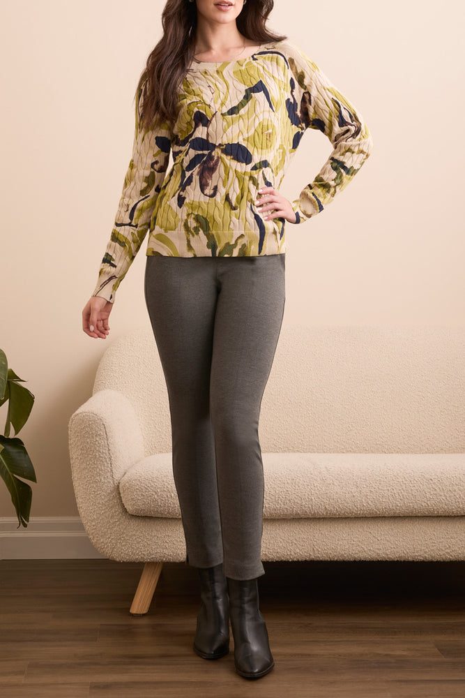 Tribal Fall 2025-2383O-576-Long Sleeve Crew Neck Sweater-Leek - The Coach Pyramids