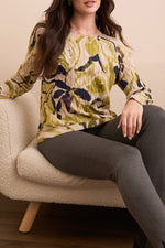 Tribal Fall 2025-2383O-576-Long Sleeve Crew Neck Sweater-Leek - The Coach Pyramids