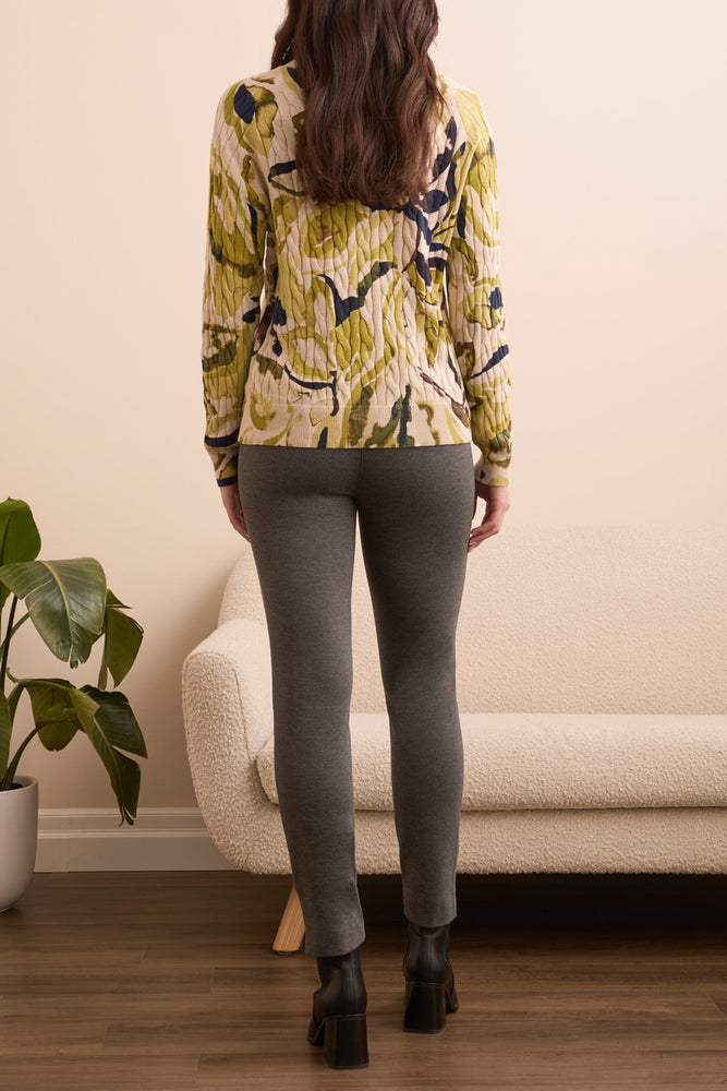 Tribal Fall 2025-2383O-576-Long Sleeve Crew Neck Sweater-Leek - The Coach Pyramids