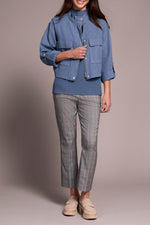 Tribal Fall 2025-2385O-8141-Long Sleeve Jacket W/ Double Pockets-Slate Blue - The Coach Pyramids