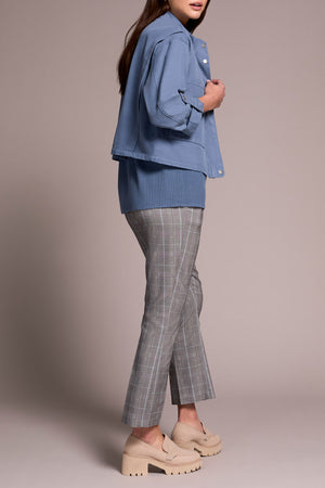 Tribal Fall 2025-2385O-8141-Long Sleeve Jacket W/ Double Pockets-Slate Blue - The Coach Pyramids