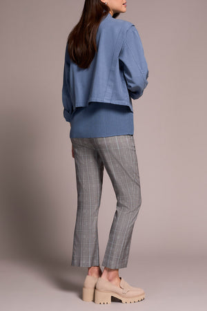 Tribal Fall 2025-2385O-8141-Long Sleeve Jacket W/ Double Pockets-Slate Blue - The Coach Pyramids