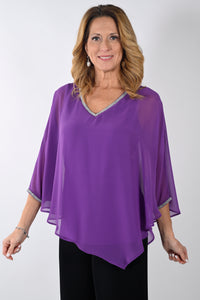Frank Lyman Fall/Winter 2023 -239154-Woven Top-Violet - The Coach Pyramids