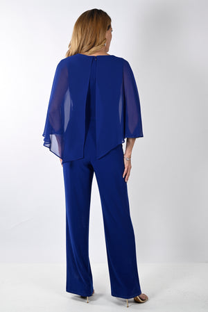 Frank Lyman Fall/Winter 2023 -239197-Knit Jumpsuit-Imperial Blue - The Coach Pyramids