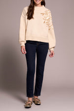 Tribal Fall 2025-2391O-3976-Long Sleeve Mock Neck Sweater W/Sequins-Latte - The Coach Pyramids