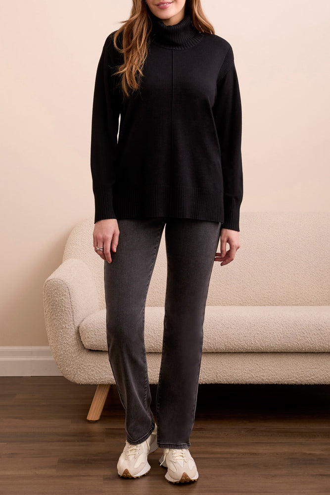 Tribal Fall 2025-2395O-8359-Long Sleeve Turtle Neck Sweater-Black - The Coach Pyramids