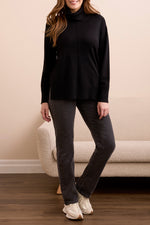 Tribal Fall 2025-2395O-8359-Long Sleeve Turtle Neck Sweater-Black - The Coach Pyramids
