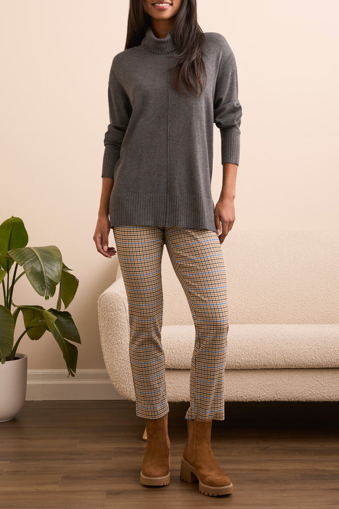 Tribal Fall 2025-2395O-8359-Long Sleeve Turtle Neck Sweater-Charcoal - The Coach Pyramids