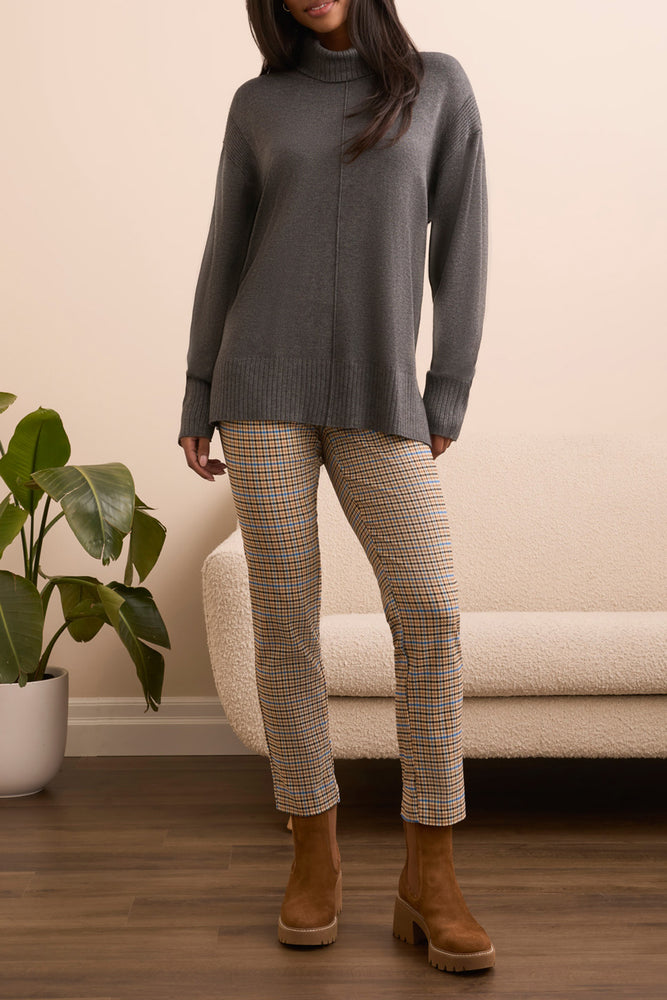 Tribal Fall 2025-2395O-8359-Long Sleeve Turtle Neck Sweater-Charcoal - The Coach Pyramids