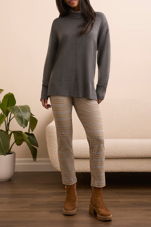 Tribal Fall 2025-2395O-8359-Long Sleeve Turtle Neck Sweater-Charcoal - The Coach Pyramids