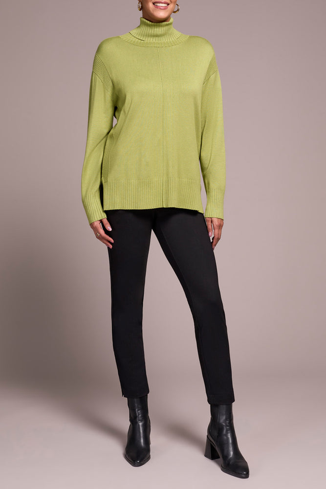 Tribal Fall 2025-2395O-8359-Long Sleeve Turtle Neck Sweater-Wasabi - The Coach Pyramids