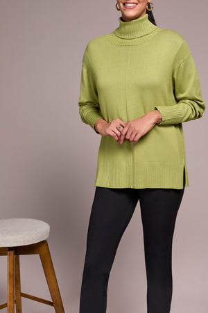 Tribal Fall 2025-2395O-8359-Long Sleeve Turtle Neck Sweater-Wasabi - The Coach Pyramids