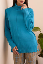 Tribal Fall 2025-2395O-8359-Long Sleeve Turtle Neck Sweater-Celestial - The Coach Pyramids