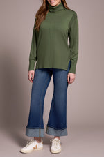 Tribal Fall 2025-2395O-8359-Long Sleeve Turtle Neck Sweater-Chive - The Coach Pyramids