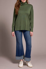 Tribal Fall 2025-2395O-8359-Long Sleeve Turtle Neck Sweater-Chive - The Coach Pyramids