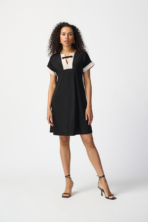 Joseph Ribkoff Spring  2024 -241030-Dress-Black/Moonstone - The Coach Pyramids