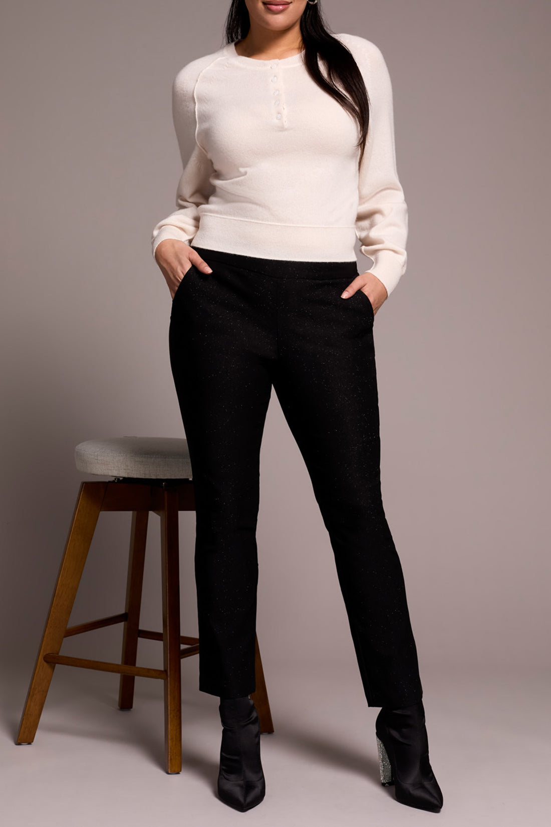 Tribal Fall 2025-2410O-7074-Pull On Ankle Pant W/Back Leg Seam-Black - The Coach Pyramids