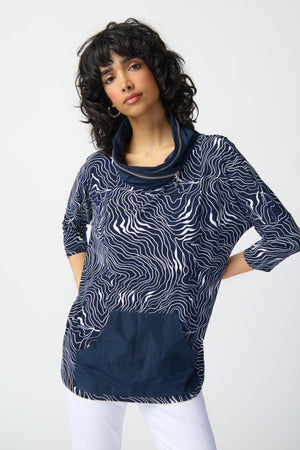 Joseph Ribkoff Spring  2024 -241144-Tunic-Midnight Blue/Vanilla - The Coach Pyramids