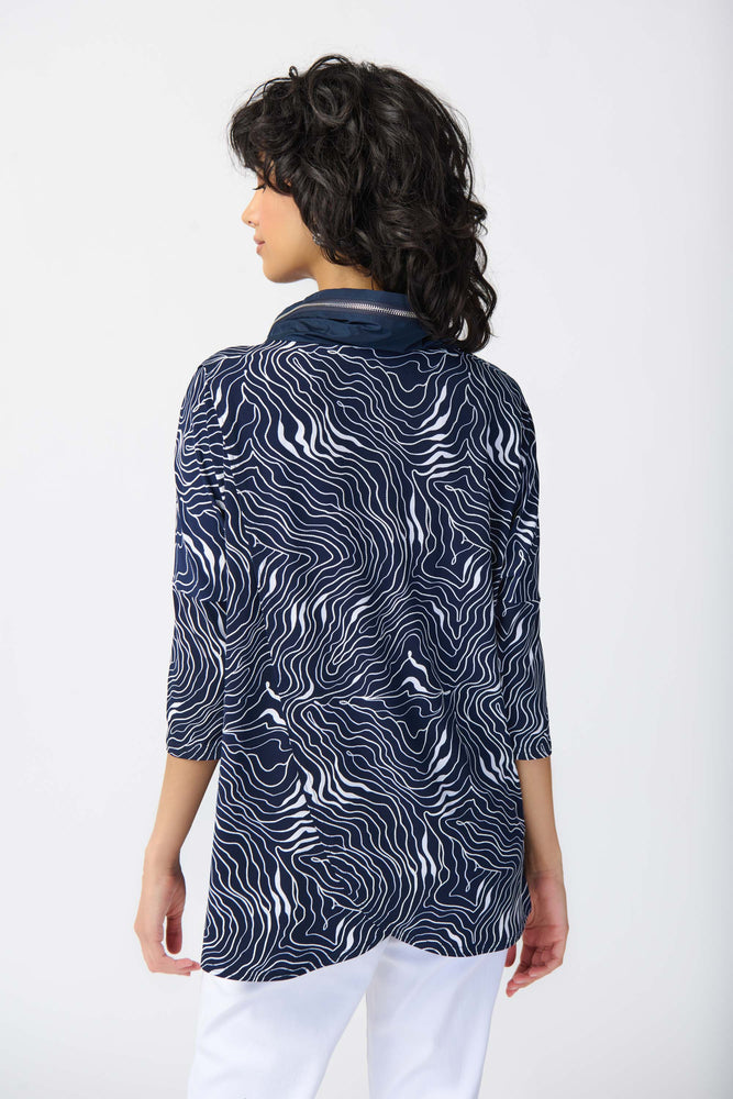 Joseph Ribkoff Spring  2024 -241144-Tunic-Midnight Blue/Vanilla - The Coach Pyramids