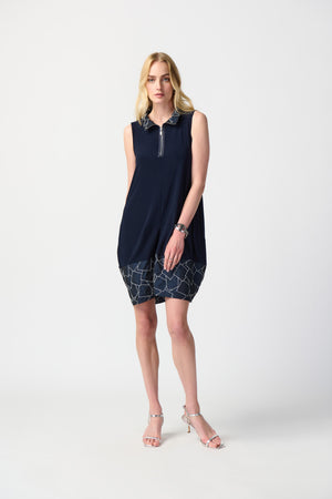 Joseph Ribkoff Spring  2024 -241157-Dress-Midnight Blue/White - The Coach Pyramids