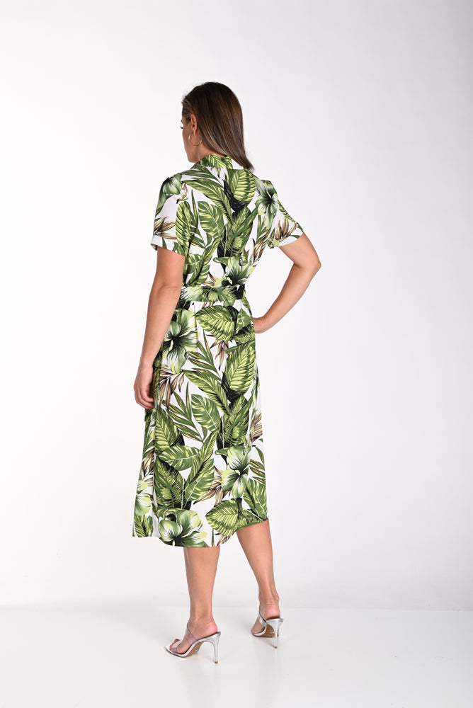 Frank Lyman Spring/Summer 2024- 241176-Woven Dress- White/Green - The Coach Pyramids