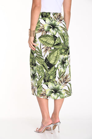 Frank Lyman Spring/Summer 2024- 241179-Woven Skirt- White/Green - The Coach Pyramids