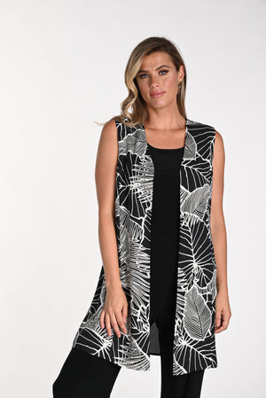 Frank Lyman Spring/Summer 2024- 241182-Woven Vest- Black/Beige - The Coach Pyramids