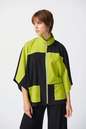 Joseph Ribkoff Spring  2024 -241198-Jacket-Black/Key Lime - The Coach Pyramids