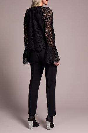 Tribal Fall 2025-2411O-8345-Long Sleeve Blouse W/Lined Body-Black - The Coach Pyramids