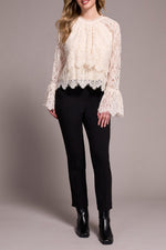 Tribal Fall 2025-2411O-8345-Long Sleeve Blouse W/Lined Body-Moon Stone - The Coach Pyramids