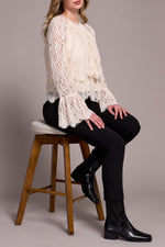 Tribal Fall 2025-2411O-8345-Long Sleeve Blouse W/Lined Body-Moon Stone - The Coach Pyramids