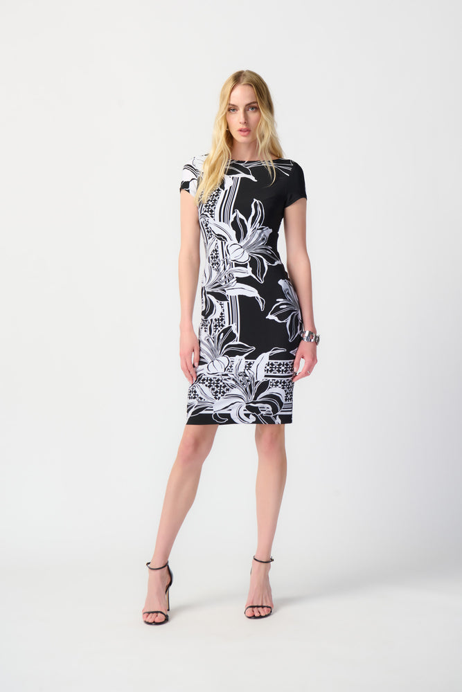 Joseph Ribkoff Spring  2024 -241284-Dress-Vanilla/Black - The Coach Pyramids