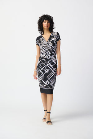 Joseph Ribkoff Spring  2024 -241295-Dress-Black/Multi - The Coach Pyramids