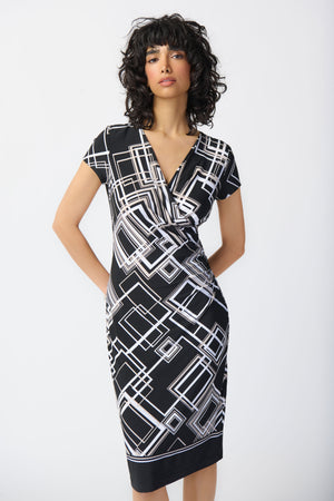 Joseph Ribkoff Spring  2024 -241295-Dress-Black/Multi - The Coach Pyramids